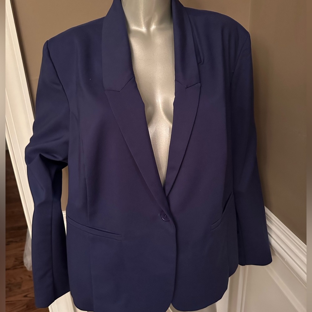 NWT Elloquii Royal Blue Blazer Single Button Sz 24